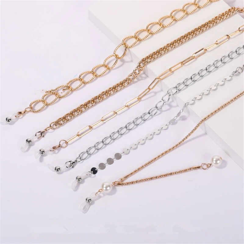 

Metal Glasses Chain Mask Lanyard Sunglasses Chain Anti-lost Hanging Glasses Rope Minimalist Style Bead Chain Eyeglass