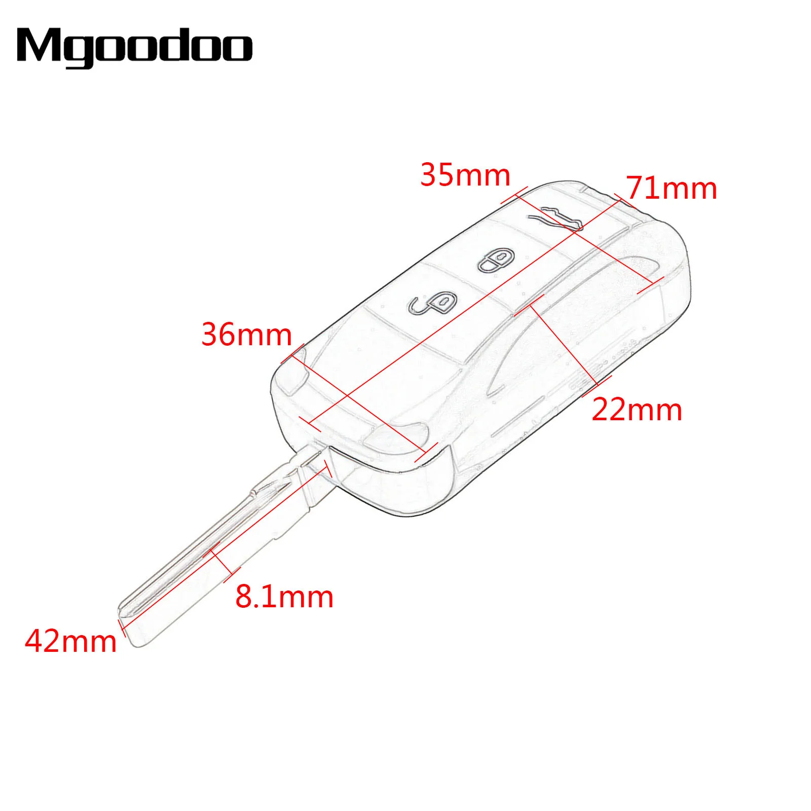 Mgoodoo Key Shell Remote Flip Folding Car Case Fob 3 Buttons For Porsche Cayenne 2010 2009 2008 2003 2004 2005 2006 | Автомобили и