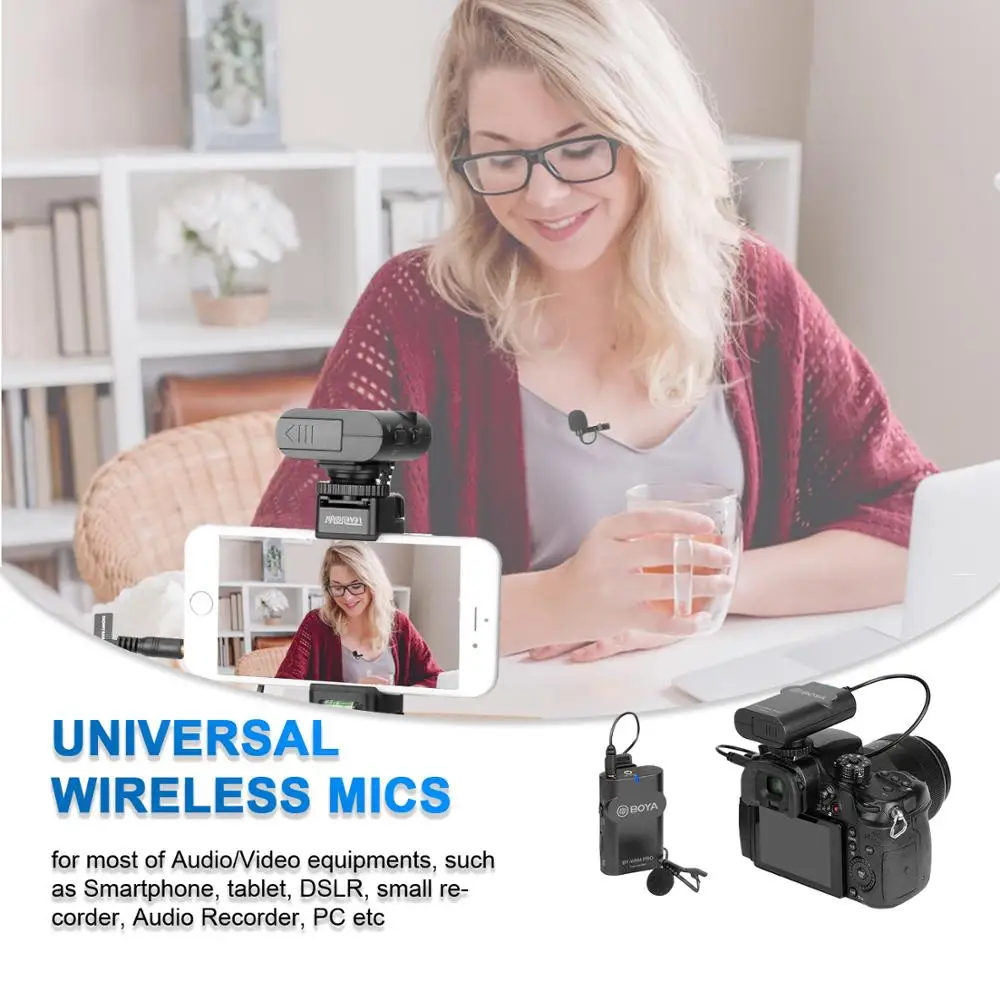 BOYA BY-WM4 Pro 2 4G цифровой беспроводной микрофон для смартфона DSLR камера видеокамера