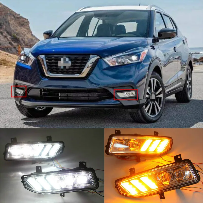 2 шт. Светодиодный дневной светильник для Nissan ногами 2019 2020 включение желтый сигнал реле Водонепроницаемый автомобиля 12V светодиодный дневные ходовые огни