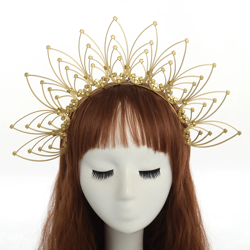 Женский головной убор Halo Crown, головной убор, Золотой пластиковый галстук на молнии, головной убор с шипами, повязка для волос