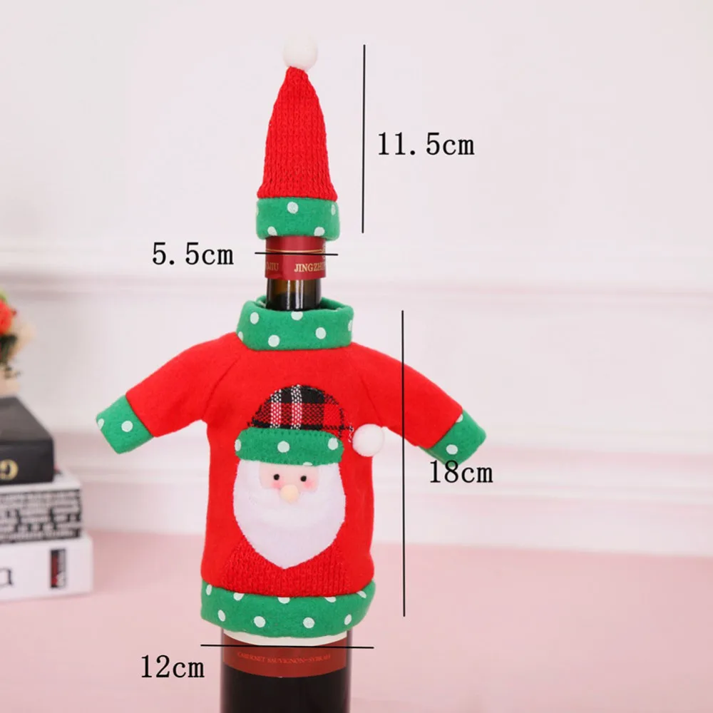 Вязаный свитер Рождественские декоративные наборы для бутылок вина в виде Санты