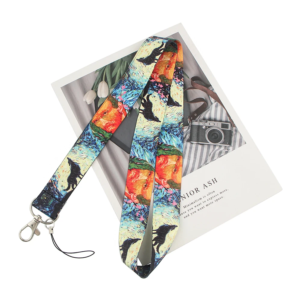 20pcslot ad449 patchfan vangogh art lanyard keychains badge id lanyards mobile phone rope key lanyard neck straps accessories free global shipping