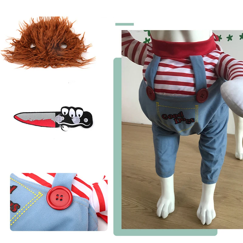 Забавная игрушка костюм для Хэллоуина питомца кукла-убийца собака косплей