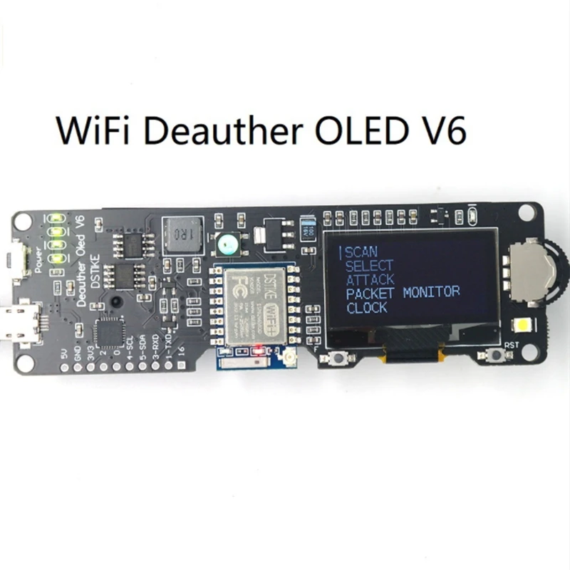 Wifi Deauther OLED V6 ESP8266 Development Board 18650 Battery Polarity Protection Case Antenna 4MB ESP-07 I1-005 | Компьютеры и офис