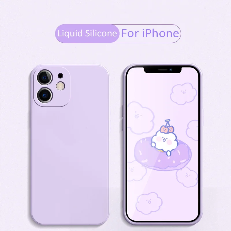 

Original Square Liquid Silicone Phone Case For iPhone 12 11 Pro Max Mini XS X XR 7 8 Plus SE2 Luxury Soft Thin Shockproof Cover