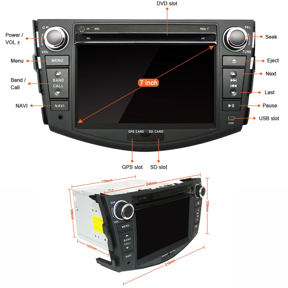 Автомагнитола Eunavi 2 din Android 10 TDA7851 dvd мультимедиа для Toyota RAV4 Rav 4 2007 2008 2009 2010 2011