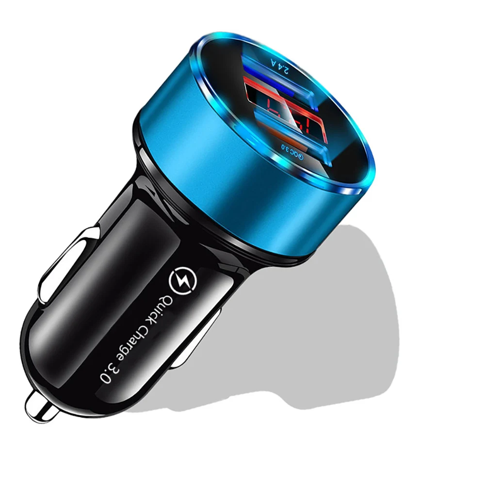 Quick Charge 3.0 2.0 Dual USB Car Charger For iPhone XR 7 Samsung QC Phone Adapter LED Car-Charger Xiaomi Huawei | Мобильные