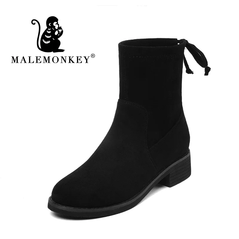 Новинка 2019 года женские ботинки Челси женская обувь из флока с острым носком до