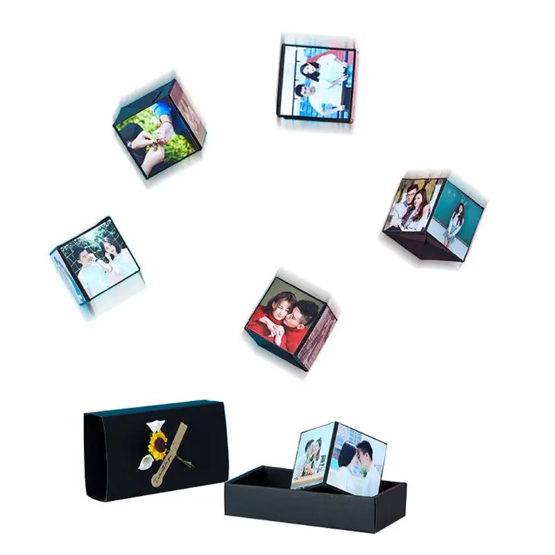 

Black Pops Up Explosion Box DIY Gift Box Photo Album Scrapbook Jump Book Birthday Wedding Surprise Present Creative Box