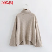 tangada winter 2020 women oversized thick warm sweater knitted pullover sweater turtleneck high quality jumper ai38