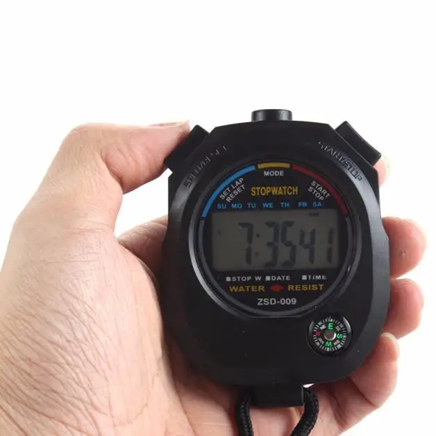 

1PC Kitchen Timers Classic Digital Professional Handheld LCD Chronograph Sports Stopwatch Timer Stop Watch with string