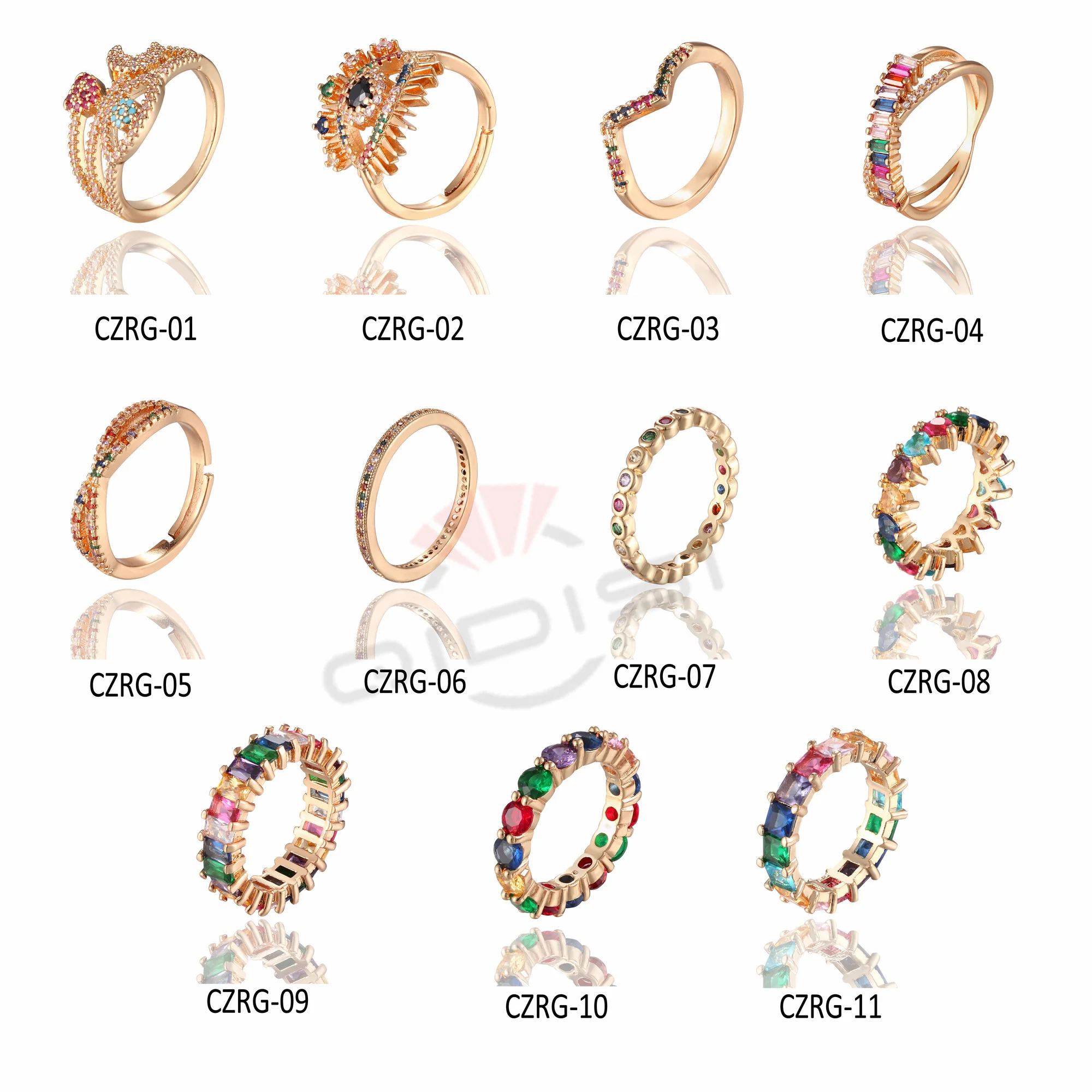 Женское кольцо из меди 585 пробы розовое золото белый цвет кубический циркон со