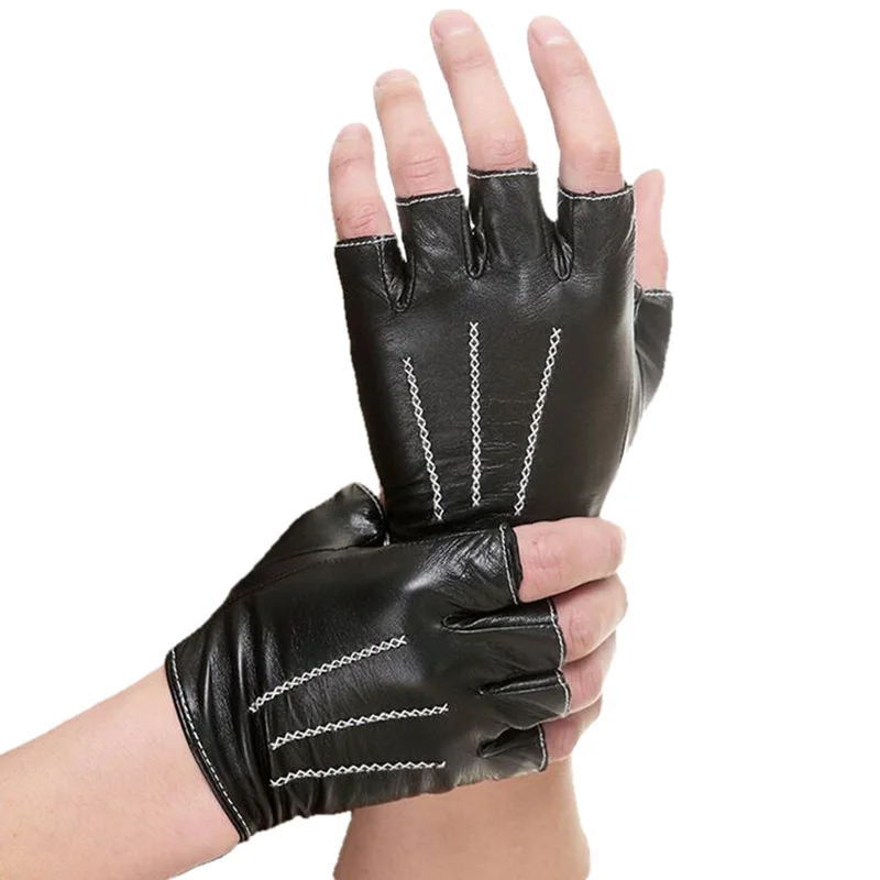 Перчатки из натуральной кожи для мужчин и женщин перчатки овечьей без пальцев