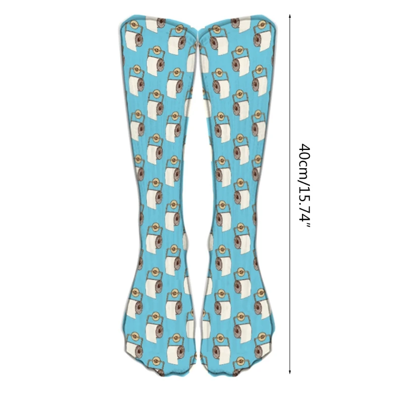 

Funny 3D Print Toilet Roll Paper Crew Socks Novelty Cotton Mid-Calf Stockings X5XD