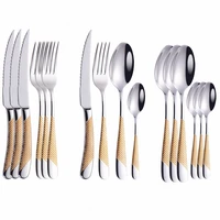 stainless steel tableware set gold cutlery dinner set spoon fork knife set dinnerware steel cutlery mirror kitchen tableware