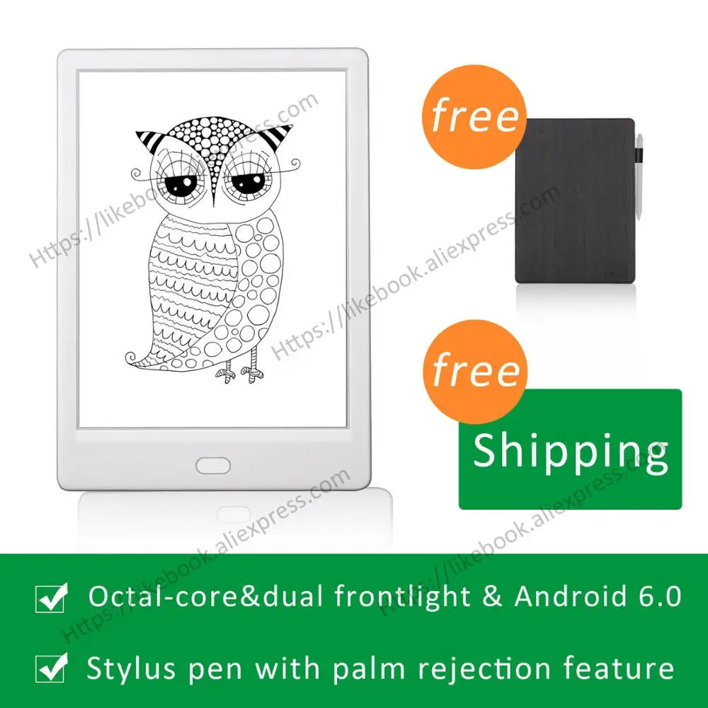 2019 New Arrival Ebook Reader 7.8 inch likebook Muses Android 6. 0 frontlight Octa core 2GB RAM with handwriting feature |