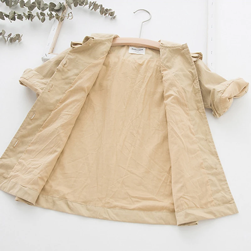 

VearDoller Fashion Girls Trench Autumn Winter Pleated Lace Kids Coats Solid Single Breasted Children Jacket Outerwear for Girl