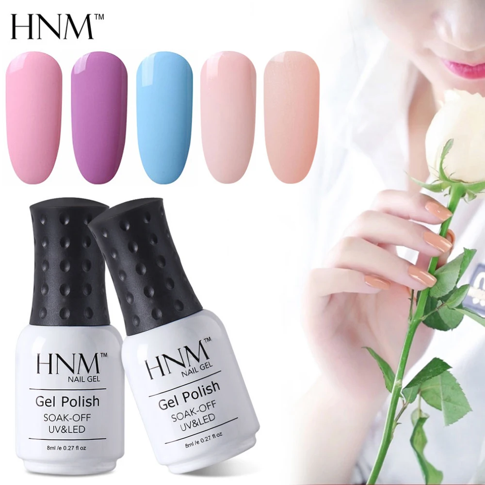 HNM 8 мл гель лак УФ светодиодный светильник цветной гель для ногтей штамповка телесного цвета Гель-лак для ногтей Гибридный лак Желе Гель-лак