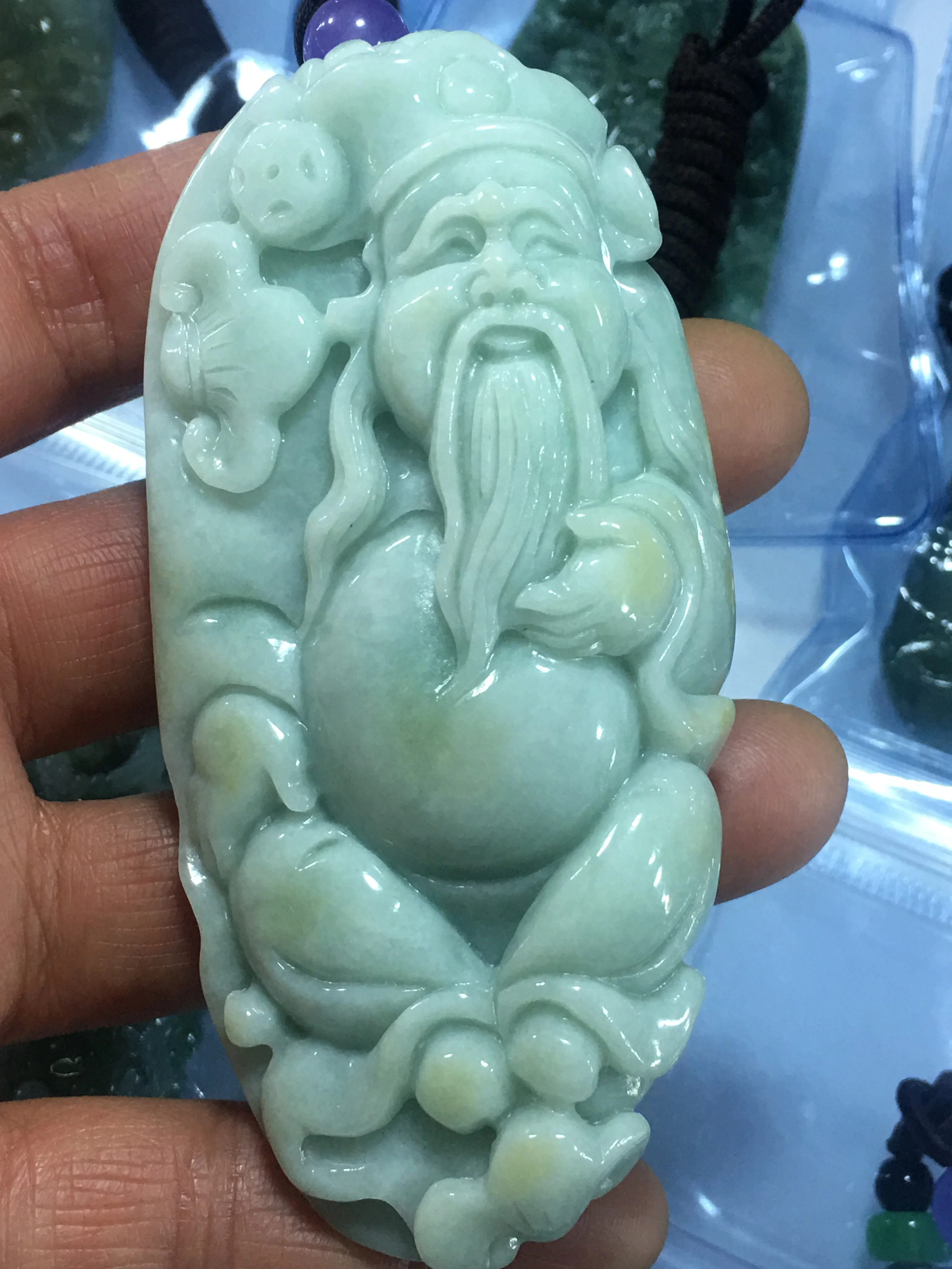 

Natural 7A Myanmar jade hollow Hand-Carved guan gong jade pendant jade necklace men pendants jewelry jadeite jade