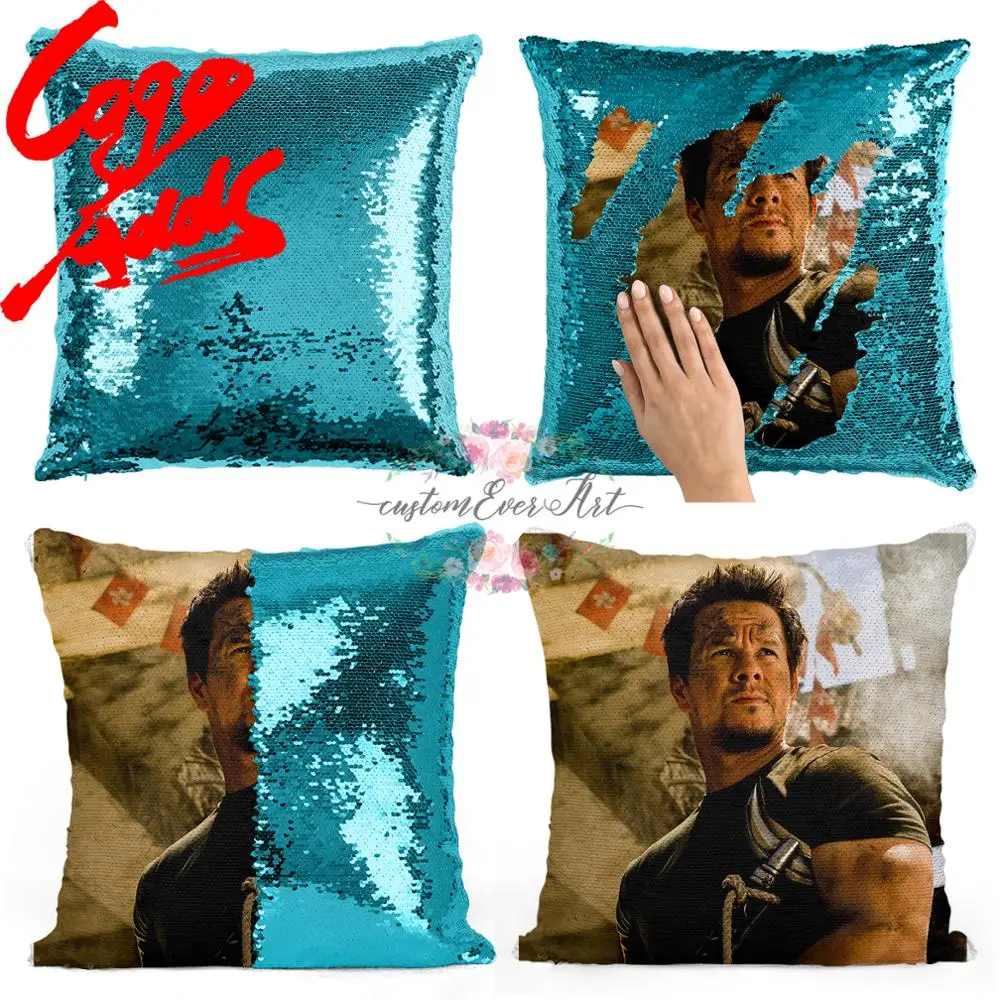 

Mark Wahlberg sequin pillow | sequin Pillowcase | Two color pillow | gift for her | gift for him | pillow | magic pillow