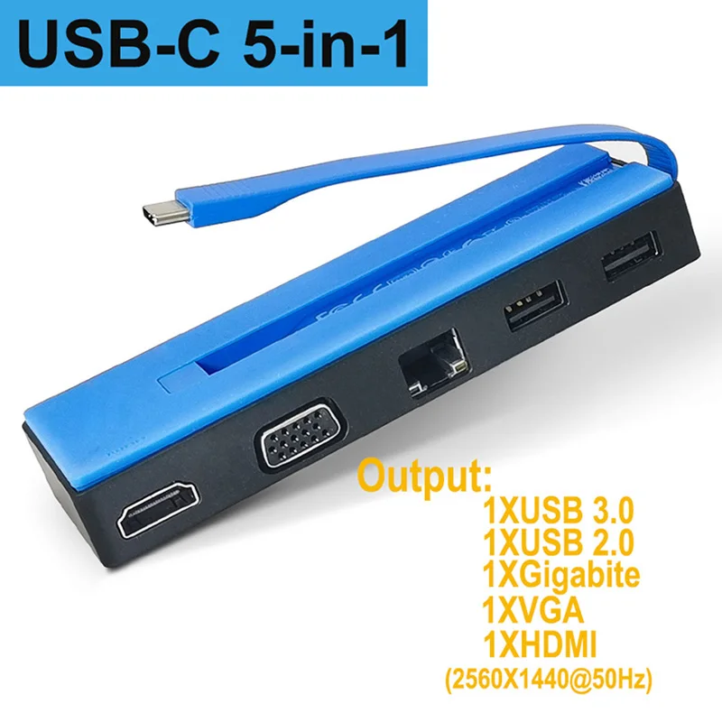 

5 in 1 USB C Docking Station USB 3.1 Type C to HDMI VGA RJ45 USB 3.0 Dock for HP Lenovo Dell Laptop win10/8