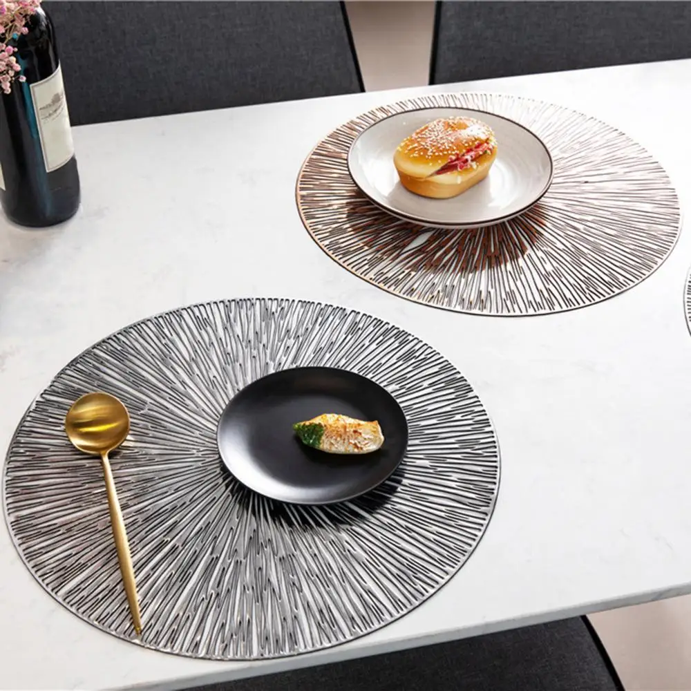 

PVC Hollow Round Placemat Heat Insulation Table Mat Non-slid Plate Cup Pot Pad