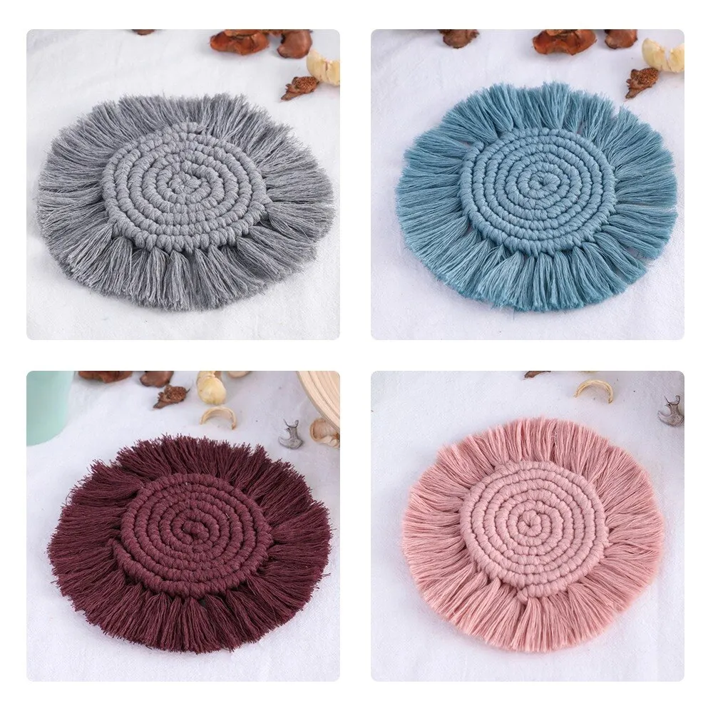 

Tassel Pad Table Mat Cotton Braid Non-slip Insulation Mat ablecloth Table Mat Washable Insulation Mats For Kitchen