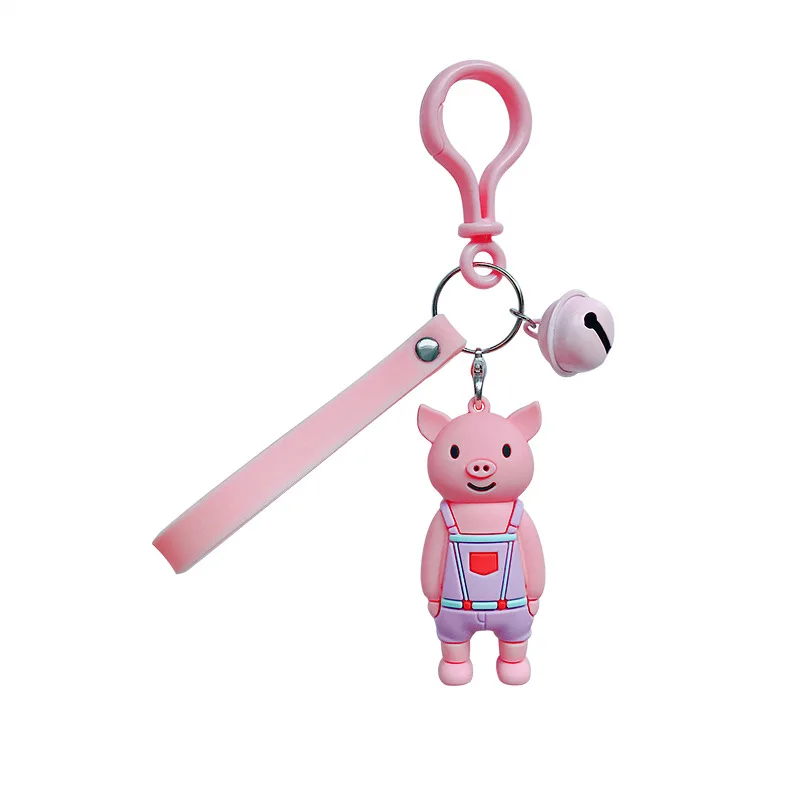 

Cute Cartoon Little Fox Keychains Silicone Pig Toy Key Chain Little Boy Bear Car Key Rings Ring Pendant Student Gift