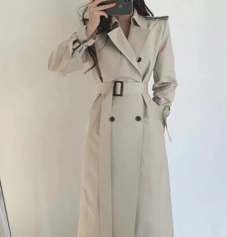 2019 новый весенне осенний Модный повседневный Женский Тренч Длинная Верхняя