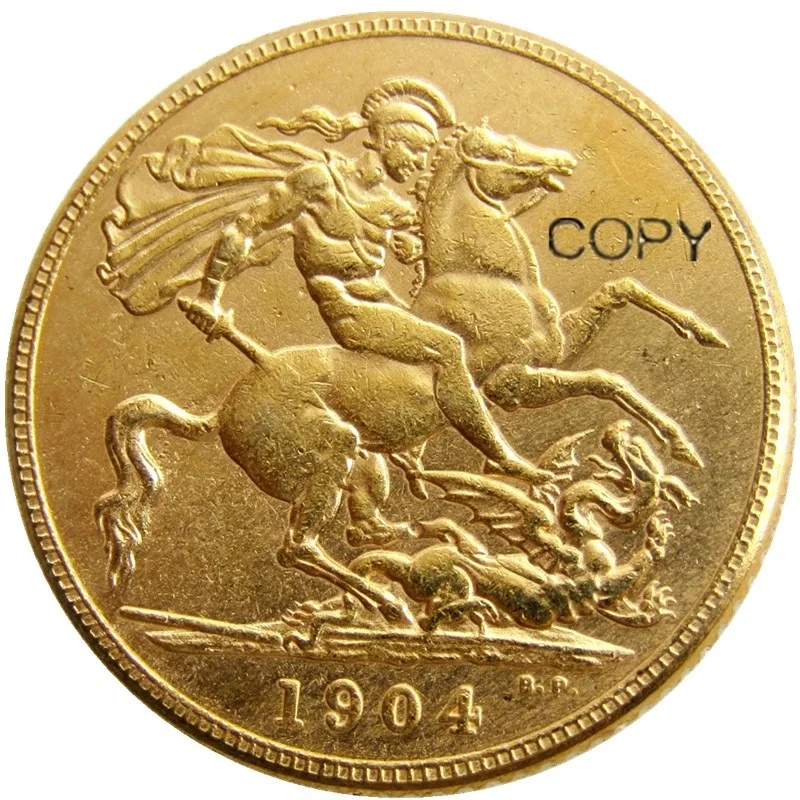 

Редкий 1904 король Эдвард VII, матовое позолоченное золото, 1 Королевский (1 ЛСД) копия монет