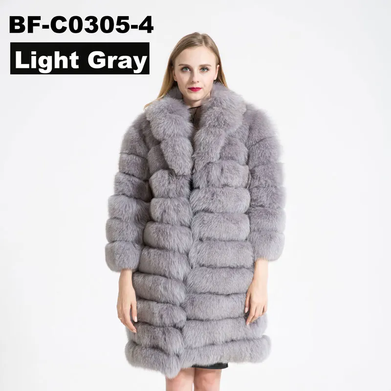Lightgray1 FURSARCAR отстегивающееся натуральное меховое пальто для женщин, зимнее плотное пальто из лисьего меха с большим меховым воротником, роскошная полоска из натурального меха соболя - Цвет: Lightgray1