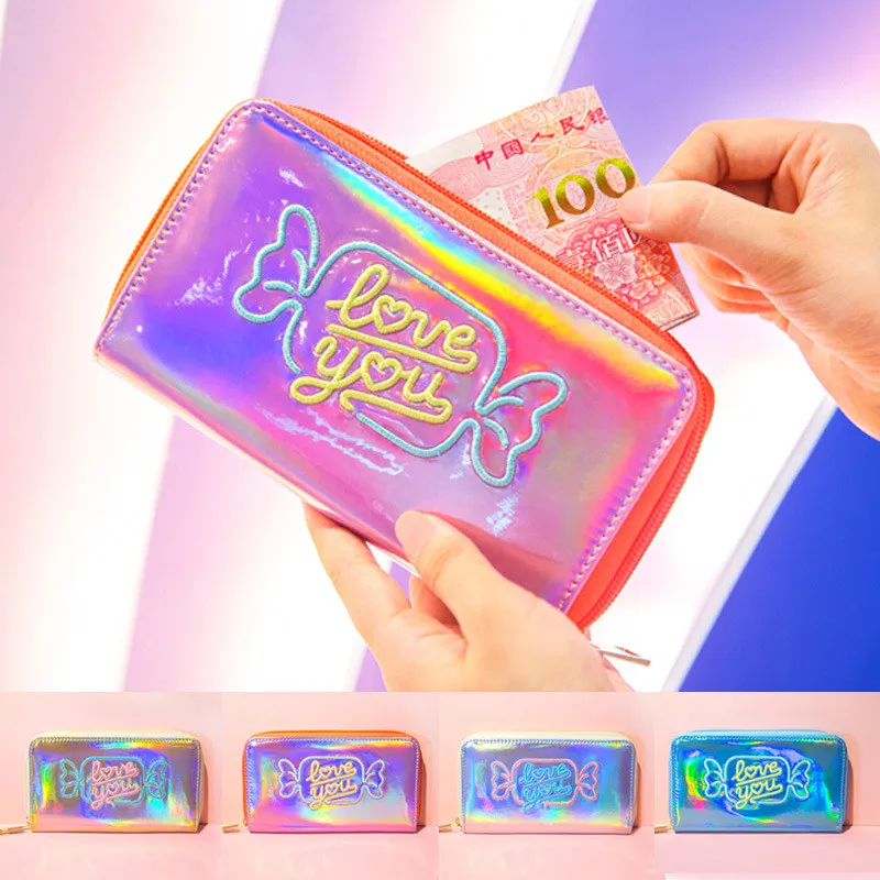 

Bentoy Cute Laser Wallet Embroidery Milkjoy Fashion Long Purse for Women Kawaii Leather Designer Money Bag
