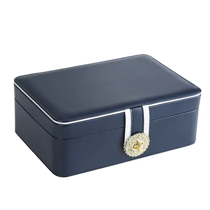 

New Jewelry Box Double Layer Portable Organizer Ring Travel Watch Leather Display Storage Case For Earrings Necklace