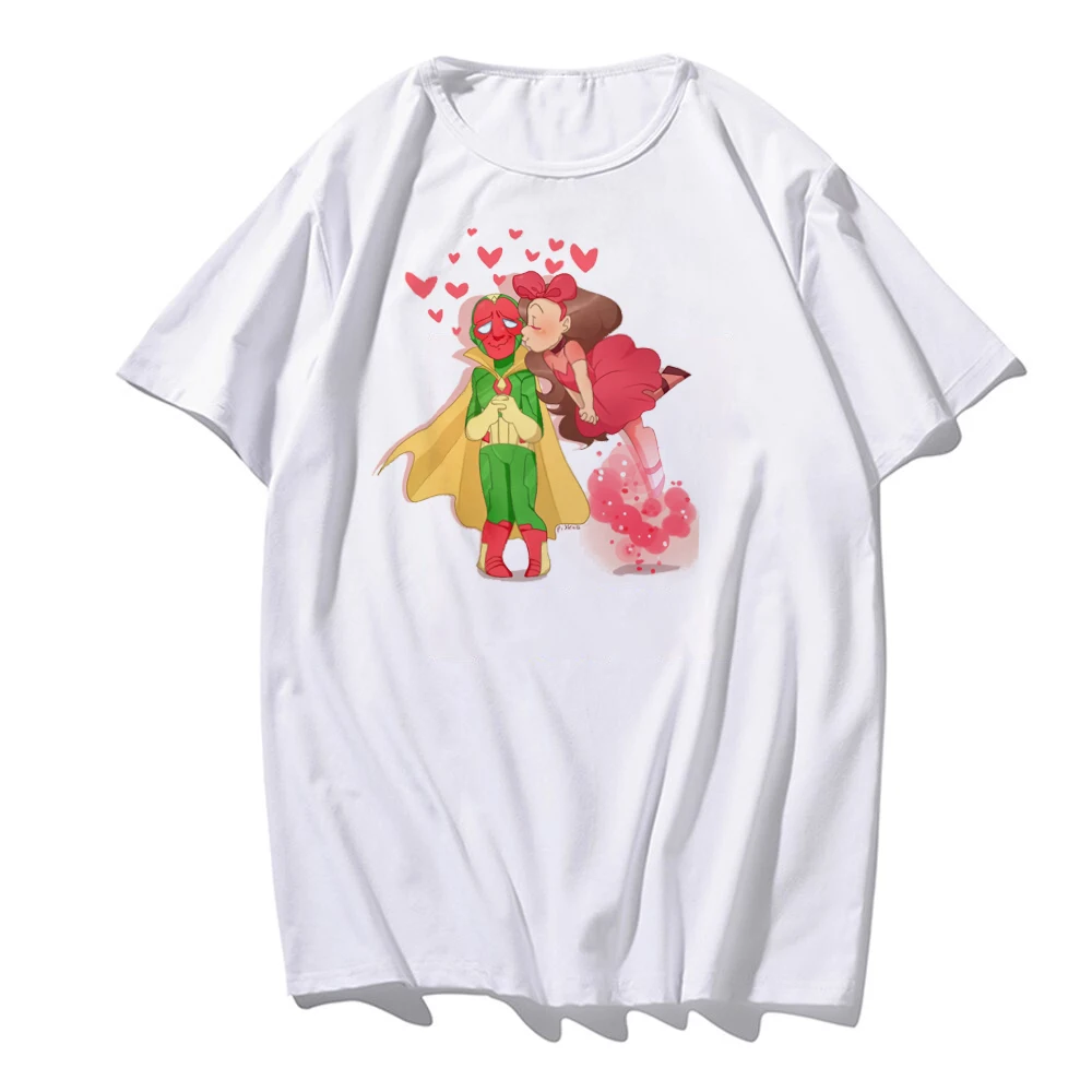 

2021Fashion New T Shirt Summer Women Short Sleeve Cartoon Print Superhero Tshirts Lady Loose White T-shirts