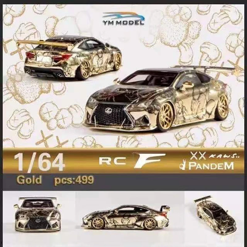

Модель автомобиля 1:64, Популярная игрушка YM, модель Lexus RCF KAWS, коллекция полимерных автомобилей с широким кузовом, ограниченное количество 499 ...