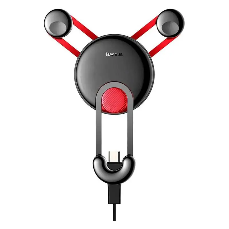 Typec Red BASEUS держатель для мобильного телефона Gravity 360 Вращающийся вентиляционный Автомобильный держатель для телефона Подставка с зарядным кабелем для телефонов 4,0-6,5 Дюймов - Цвет: Typec Red