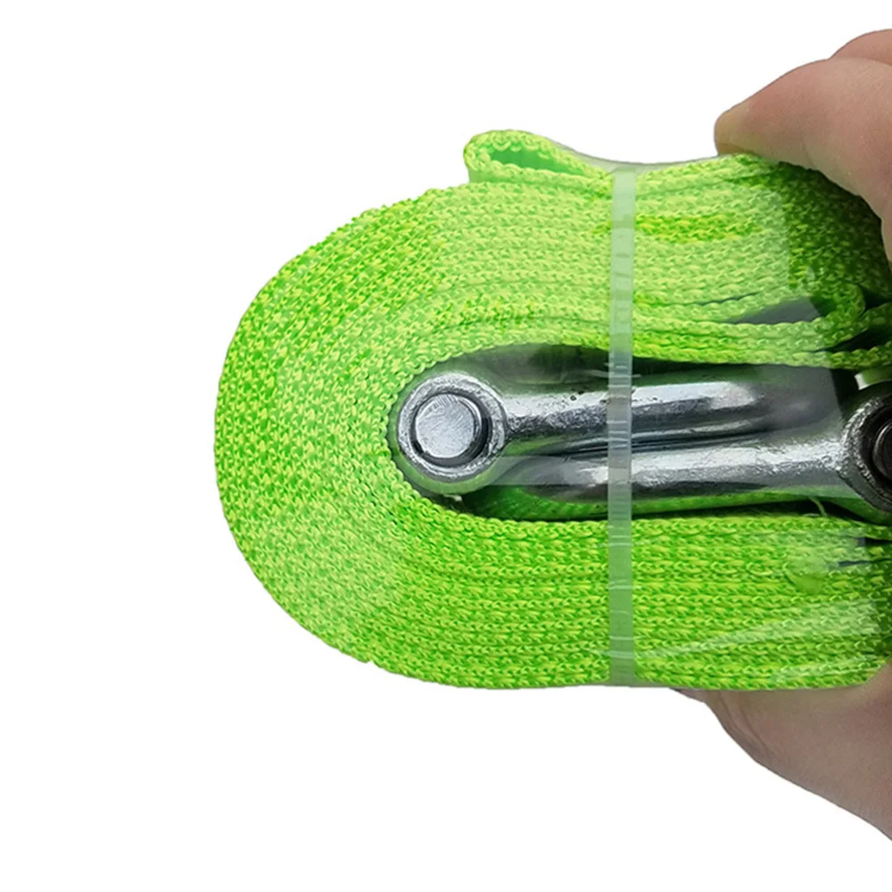 

1pc 3 Meter Car Trailer Rope Nylon Trailer Strap Practical Outdoor Emergency Rope Luminous U-hook Tow Rope (Light Green)