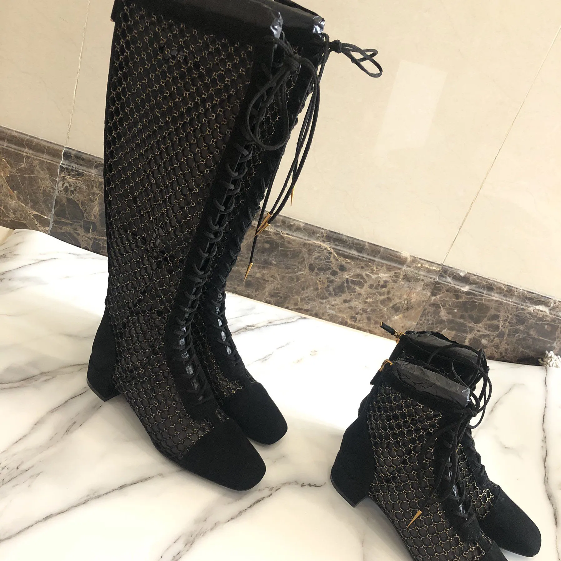 

Mesh Cloth Women Boots Sexy Women Shoes Summer Autumn Boots Women 2021 Hot Shoes For Women Fashion Botas De Mujer 3CM Heels