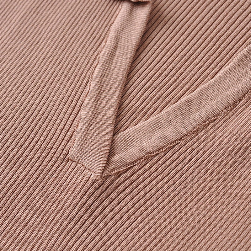 

SISPELL Pure Color Knitting Women's Dress Lapel Collar Short Sleeve High Wiast Slimming For Female Casual Dresses Fashion Tide