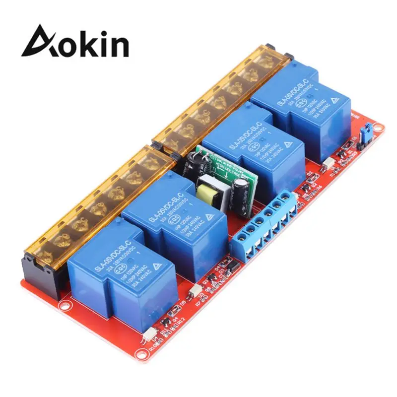 

Aokin AC 100-250V 30A 4-Канальный Релейный Высокий/Низкий уровень триггера модуль твердотельные реле зарядная Модульная плата Высокий/низкий уровен...
