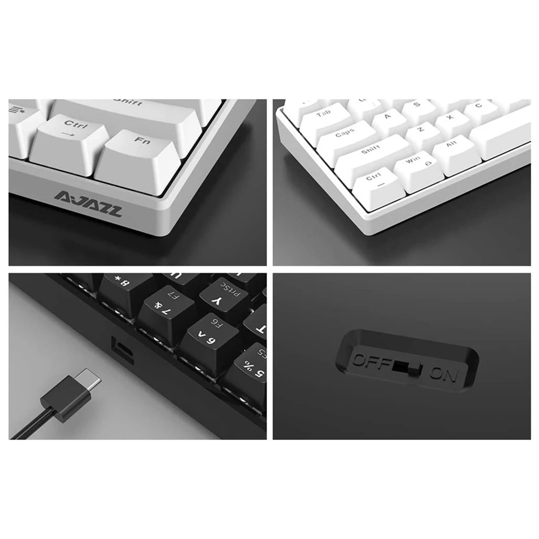 

61 Keys Wired / Wireless Dual-Mode Mini Mechanical Gaming Keyboard For Windows / Mac OS / Android Operating System - White