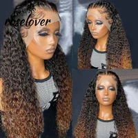 13x4 lace frontal wig curly human hair wig honey blonde ombre lace front wig human hair pre plucked lace wigs for black women
