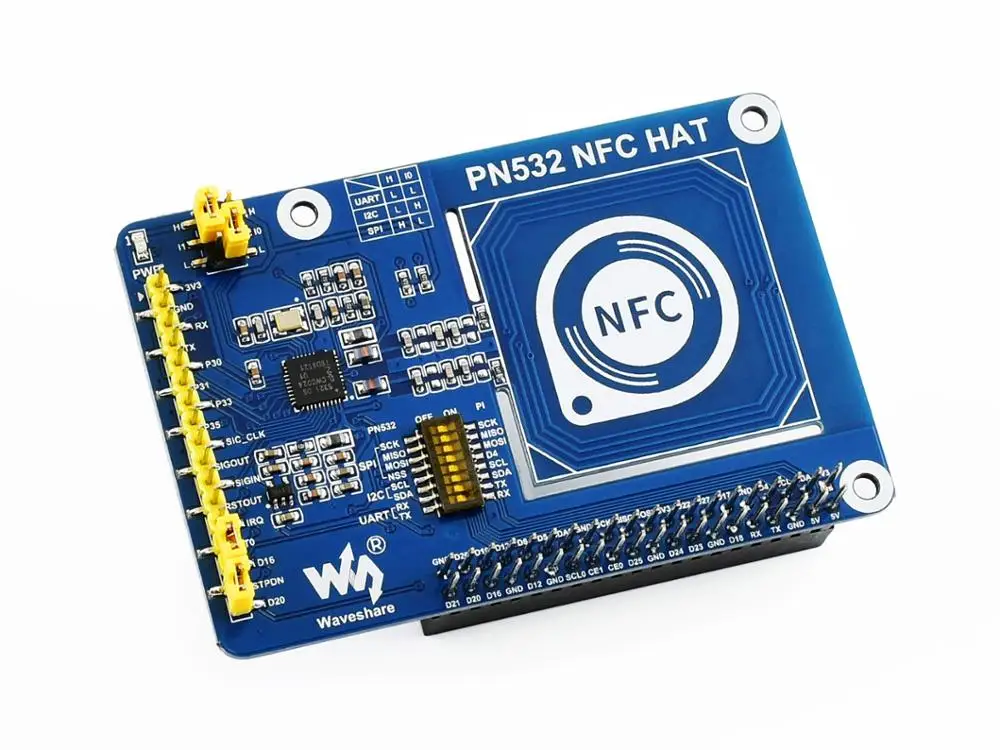 Плата Waveshare PN532 NFC для Raspberry Pi поддерживает три интерфейса связи: I2C SPI и UART |