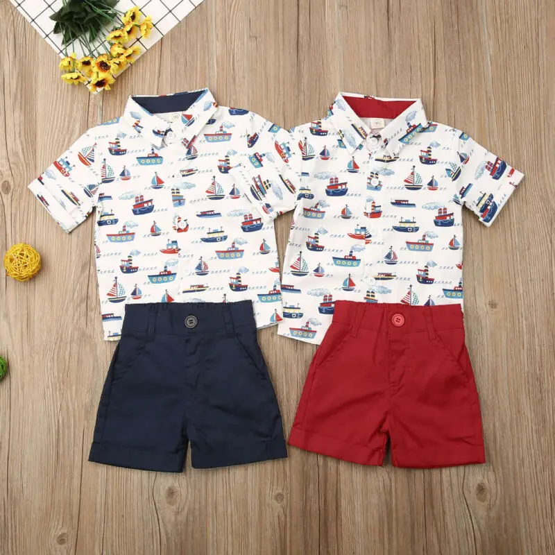 Toddler Newborn Kids Baby Boys Clothes T-shirt Tops Short Pants Outfits Sets |