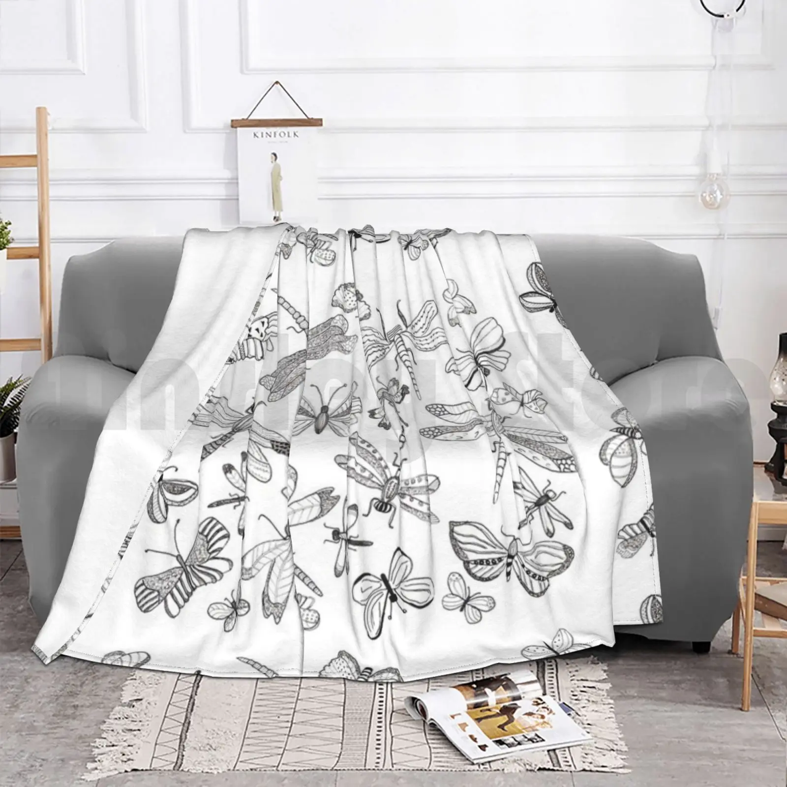 Одеяло в виде стрекоз/бабочек для дивана кровати путешествий Жуков искусство