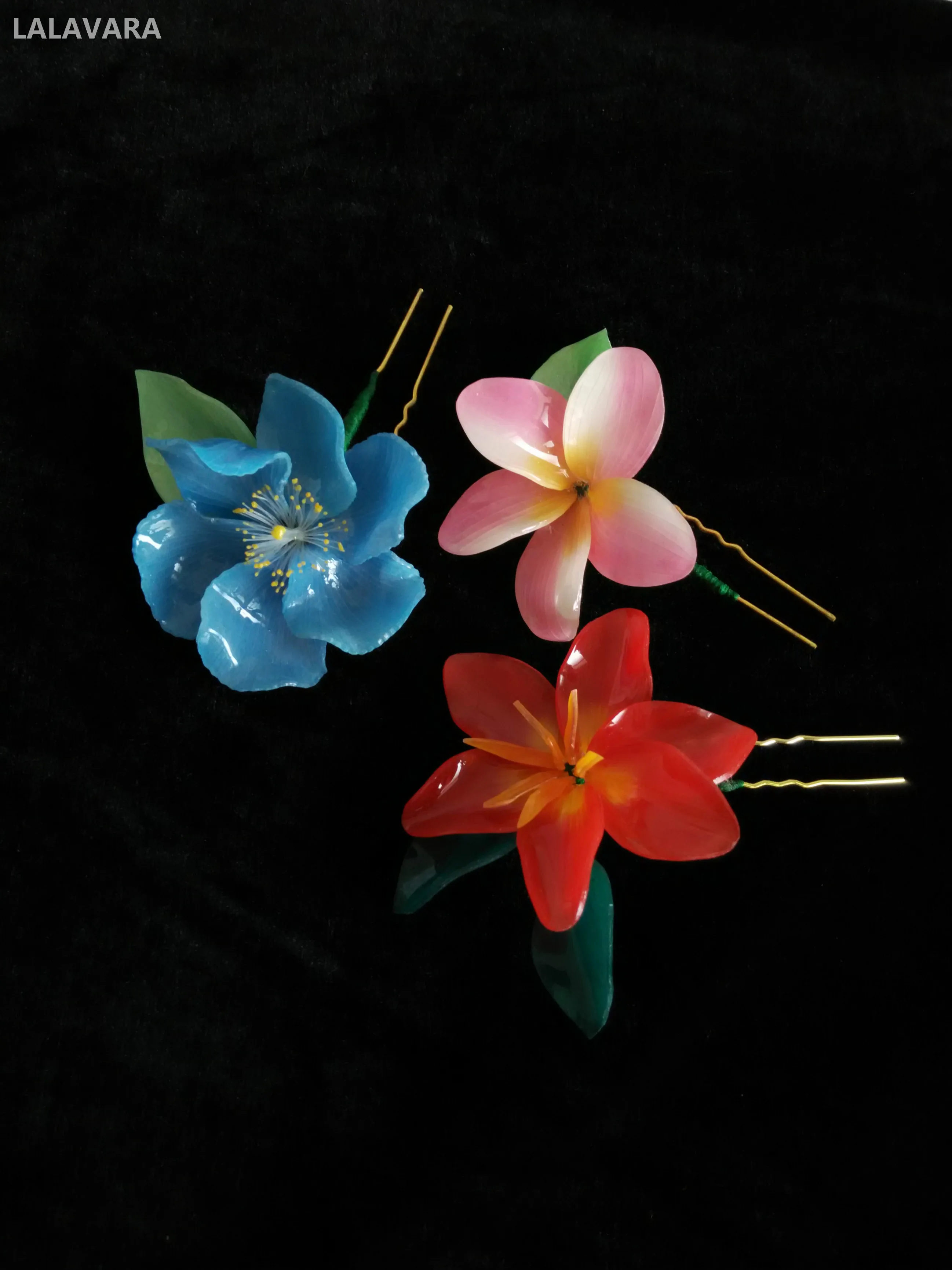 LALAVARA изготовление под заказ с голубыми цветами заколки для волос свадебные