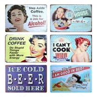 beer vintage metal sign horizontal and vertical rectangular iron plates painting wall art decoration for bar club kitchen