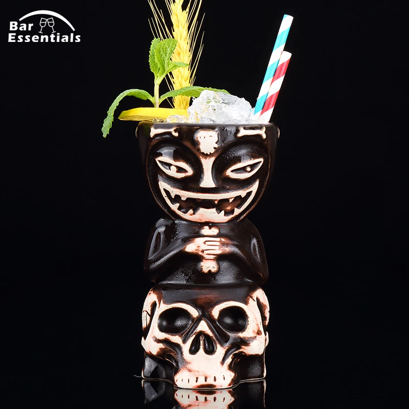 

550ml Skull Doll Tiki Mug Cocktail Cup Beer Wine Mug Ceramic Tiki Mugs Art Crafts Creative Hawaii Mugs Easter Islander Bar Tool