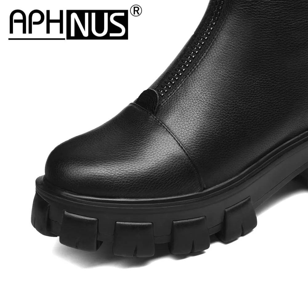 

APHNUS Womens Boots Short Ankle Booties Flats Platforms Trifle Woman 2020 Shoes For Women New Boot